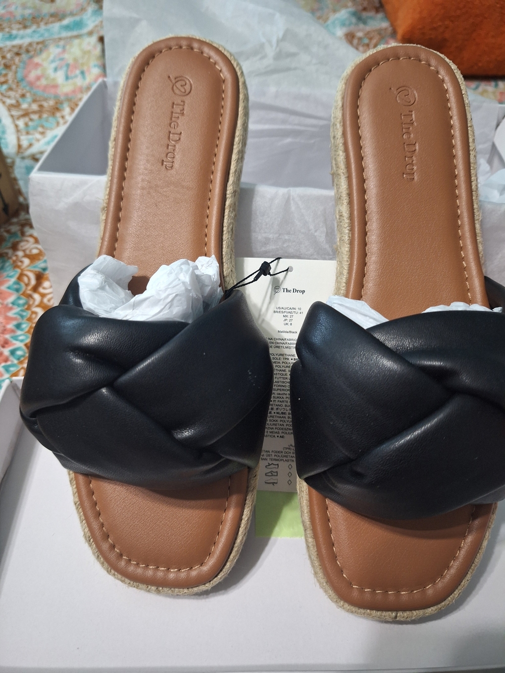 The Drop Women's Black Braided Slide Mules